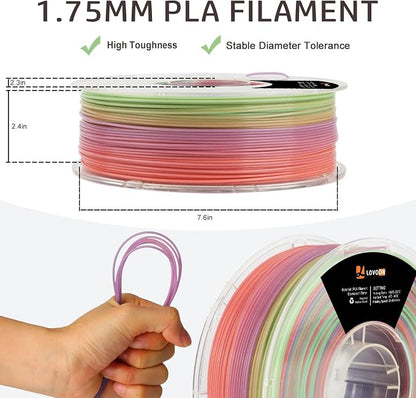 LOVOON 3D Printer Filament Luminous Glow Rainbow PLA, Magic irradiative 3D PLA - Image 5