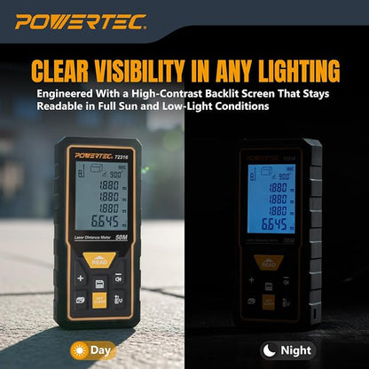 POWERTEC Laser Measure 165 ft Digital Distance Meter - Image 8