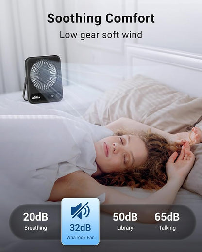 WHATOOK Small Desk Fan Personal Fans: 2000mah 10 Hours Battery Office Quiet - Image 3