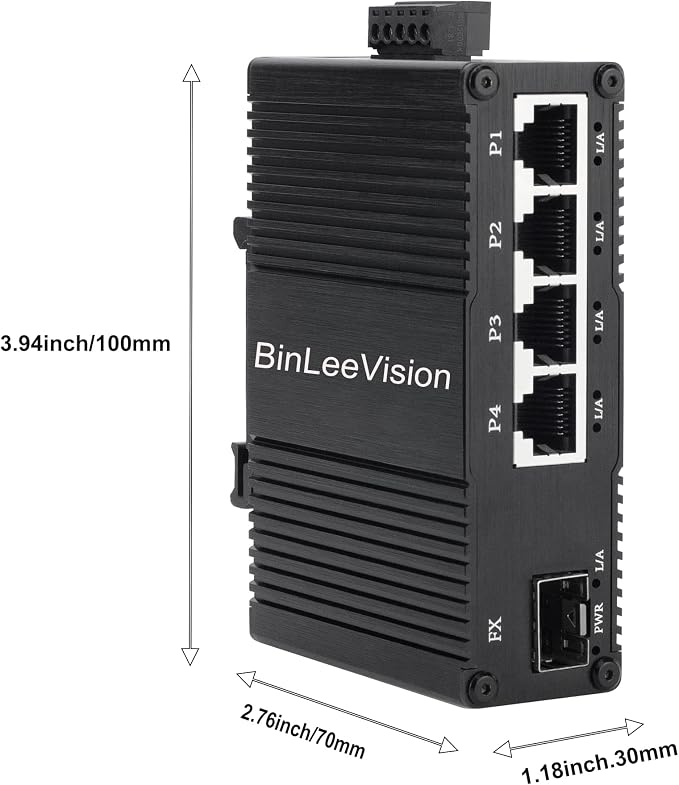 Industrial Mini Gigabit Ethernet Switch 4-Port RJ45 10/100/1000BASE-T+1-Port - Image 6