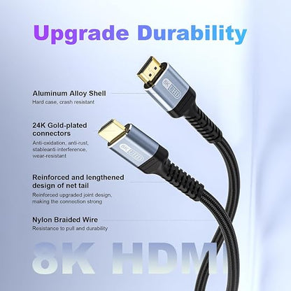 8K HDMI 2.1 Cable 8ft 48Gbps Ultra High Speed Braided Nylon HDMI Cord-8K@60Hz - Image 8