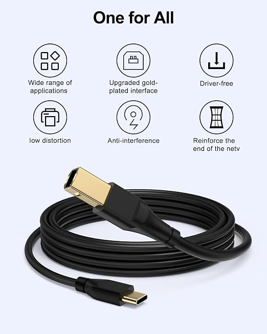 Printer Cable 20ft, Scanner USB C to USB B Cable - Image 2