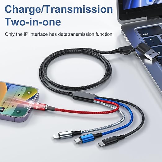6 in 1 Multi Charging Cable 2Pack - 6FT USB Cable 3A Charger Cable Braided - Image 4