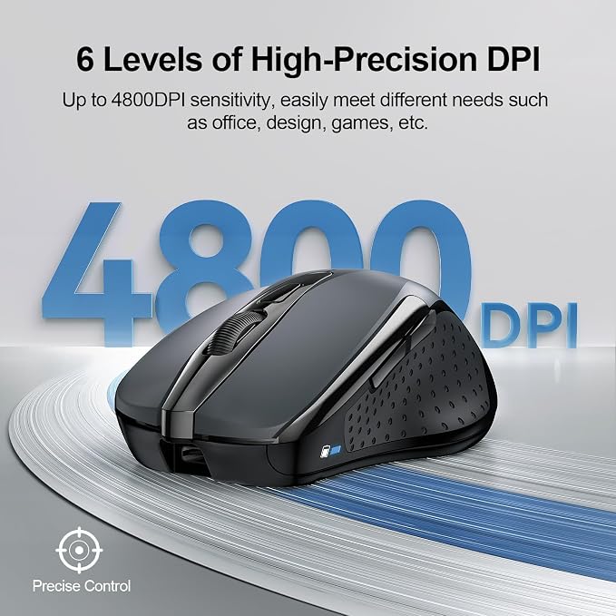 TECKNET Wireless Mouse Rechargeable 4800 DPI Silent USB A & Bluetooth Mouse 6 - Image 5