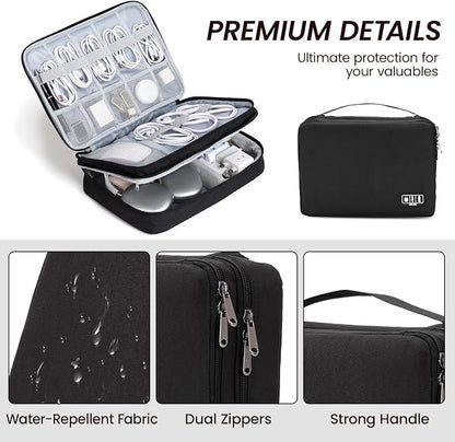 Large Electronic Organizer Travel Case, Double Layer Tech Accessories Bag - Image 3