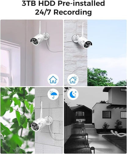 Hiseeu Wireless Pro WiFi Security Camera System, 16CH 4K NVR Kit, Plug-in - Image 8