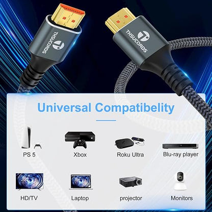 8K 4K HDMI Cable 1.6FT 2 Pack, High Speed Braided HDMI to HDMI 2.1 Cord - Image 2