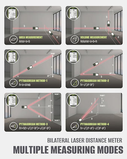 Inkerma Dual Laser Measurement Tool, 525Ft/160M Bilateral Laser Distance Meter - Image 6