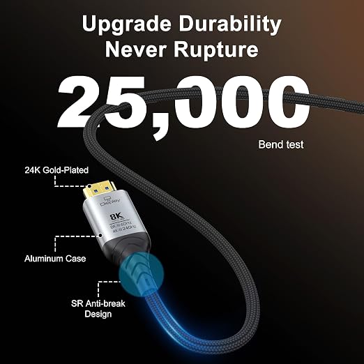 Fiber Optic HDMI Cable 100FT, 8K Long HDMI 2.1 Cable, 48Gbps Ultra High Speed - Image 6