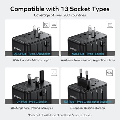 MOMAX Universal Travel Adapter, 70W GaN Travel Plug Adapter - Image 2