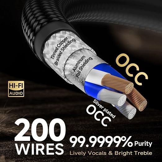 TODN HiFi RCA Cables Audiophile 2 RCA Male to Male Shielded Audio Cable - Image 3