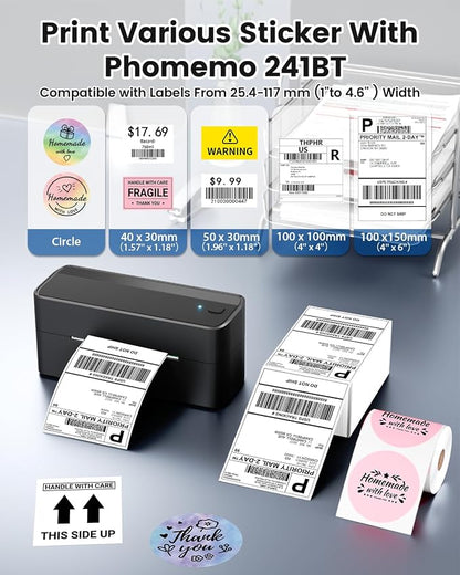 Phomemo Bluetooth Thermal Label Printer, 241BT 4X6 Wireless Shipping Label - Image 3