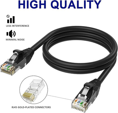 Adoreen Cat 6 Ethernet Cable 25 Ft-Black, Outdoor & Indoor Snagless Long Round - Image 3