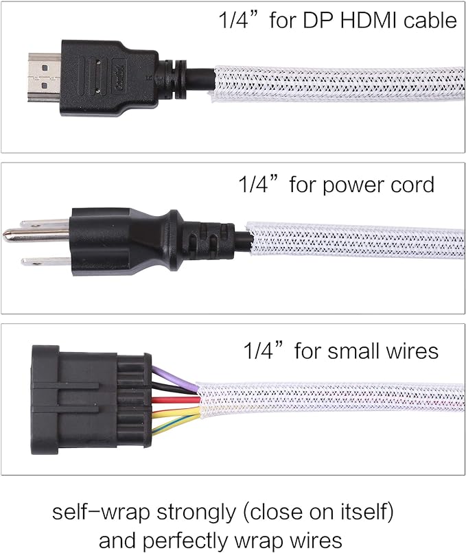 Alex Tech 25ft - 1/4 inch Cord Protector Wire Loom Tubing Cable Sleeve Split - Image 3
