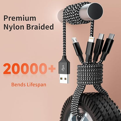 Multi Charging Cable, Dual Type-C Multiple Charger Cable Nylon Braided 4 in 1 - Image 3