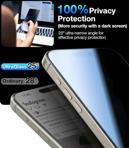 UltraGlass Ultra 9H+ Glass for iPhone 13 Pro Max Privacy Screen Protector Glass - Image 3