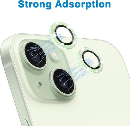 Compatible with iPhone 15 & 15 Plus Camera Lens Protector, Bling Glitter - Image 4