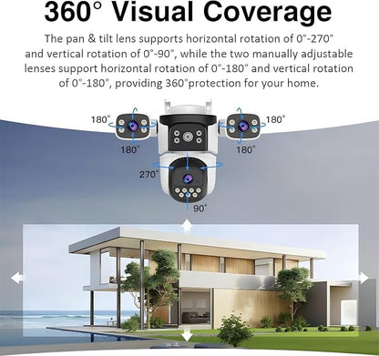EVERSECU Triple Lens WiFi PTZ Security Camera, Three Cameras in One, Side - Image 4