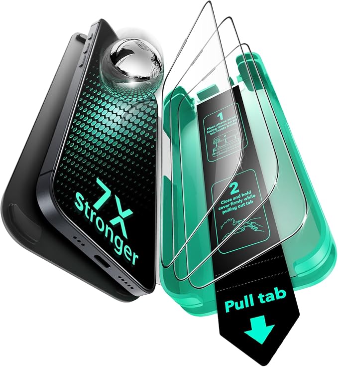 ESR 3 Pack 9H+ Glass for iPhone 15 Pro Screen Protector, Armorite Ultra-tough by ESR