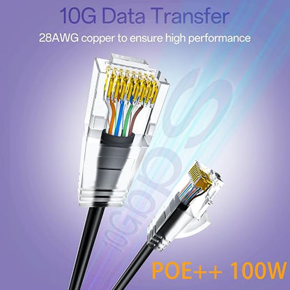 Cat6a Patch Cables 1ft Slim, Cat6 Ethernet Patch Cable Pure Copper, Flexible - Image 2