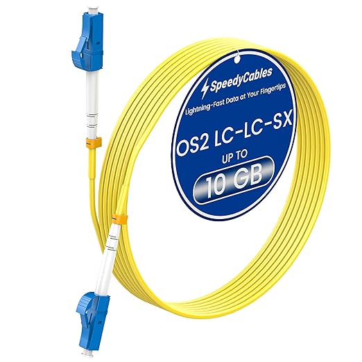 0.5m/1.6ft OS2 LC to LC Fiber Patch Cable, 1G/10Gb 9/125um SIMPLEX SMF Single by SpeedyCables