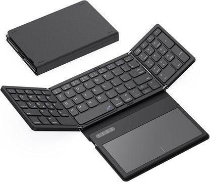 Foldable Bluetooth Keyboard, Portable Full Size Folding Keyboard by GEODMAER