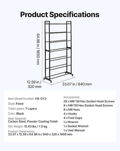 VEVOR 3D Printer Filament Storage Rack, 7 Tier Heavy Duty Storage Shelves - Image 7