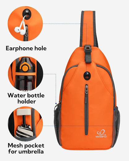 WATERFLY Crossbody Sling Backpack Sling Bag Travel Hiking Chest Bag Daypack - Image 5