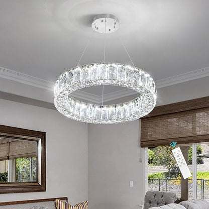 HAIXIANG Modern Crystal Chandelier Dimmable LED 16 Inch Ring Pendant Lights - Image 4