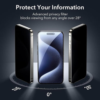 ESR 3+1 Pack for iPhone 15 Pro Privacy Screen Protector Set, Anti-spy - Image 2