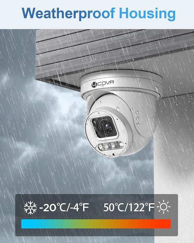4COVR 4K PoE PTZ Security Camera System, 4X 8MP PoE IP PTZ Camera Two Way Audio - Image 8