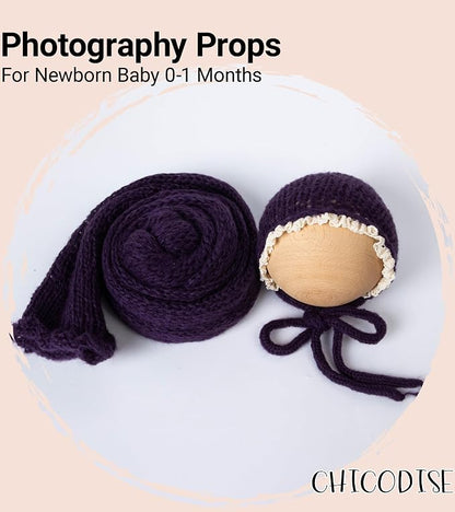 Newborn Photography Props Wraps & Ruffle Edge Bonnet - Image 5