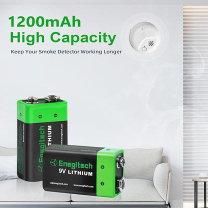Enegitech 9V Lithium Battery, 9 Volt Lithium Battery 1200mAh - Image 4