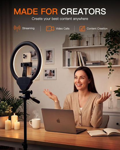 Sensyne Ring Light with Stand, LED Ring Light with Remote, 3 Color Modes & 10 - Image 2