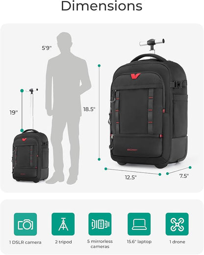 BAGSMART Rolling Camera Bag for DSLRs, Professional Large Camera Backpacks for - Image 3
