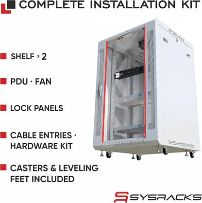 18U Wall Mount Server Rack Cabinet – 19" Network Rack Enclosure, PDU & Shelf - Image 4