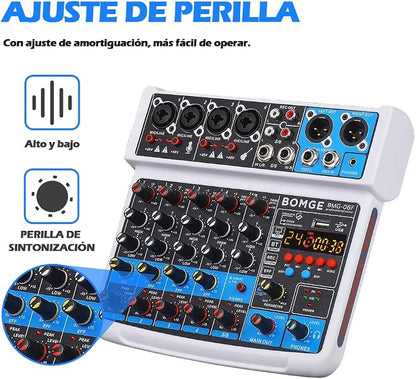 BOMGE 6 Channel mini DJ Audio sound mixer console - Image 5