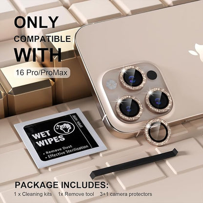 Misea Compatible for iPhone 16 Pro/iPhone 16 Pro Max Camera Lens Protector Bling - Image 2