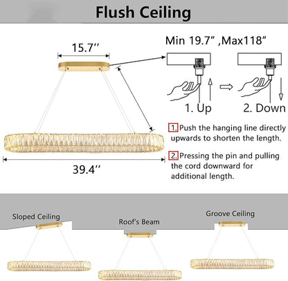 HAIXIANG LED Long Chandeliers for Dining Table Modern Chandelier Dimmable - Image 2