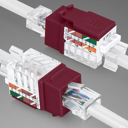 Everest 45° Angled RJ45 Cat6 Keystone Jacks 20-Pack in Red - Image 8