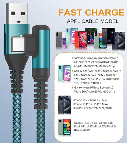 sweguard USB Type C Charger Cable Right Angle iPhone 15 Charger Nylon Braided - Image 2