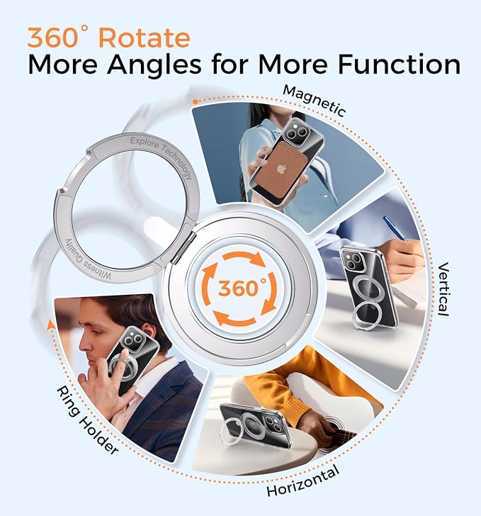 MAGIC JOHN for iPhone 15 Case 360° Rotatable Magnetic Invisible Stand, Fit for - Image 2