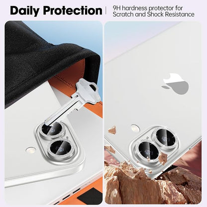for iPhone 16/16 Plus Camera Lens Protector Bling Individual Metal Glitter Ring - Image 3