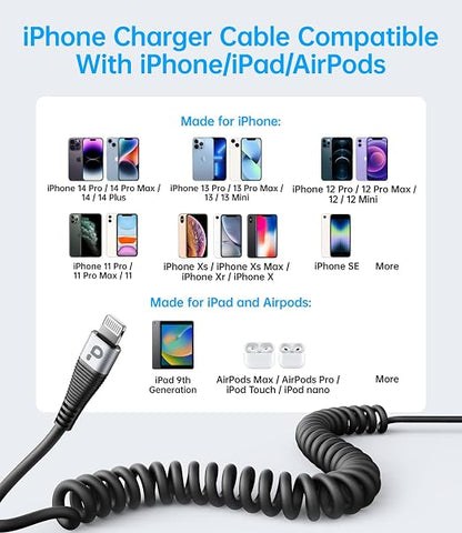 iPhone Charger Cable for Car, Retractable Charging Cord Compatible - Image 10