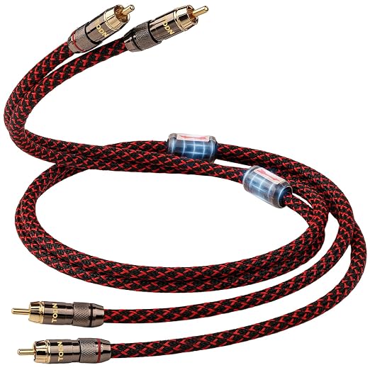 TODN High End RCA Cables for Audiophile, 2 RCA Male to Male Stereo Cord for Car by TODNAudio