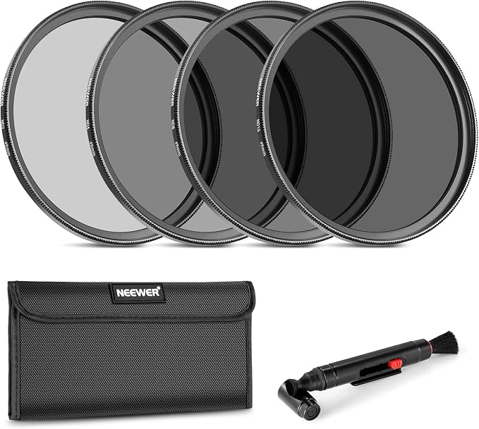 NEEWER 49mm ND Lens Filter Kit: ND2 ND4 ND8 ND16, Lens Cleaning Pen, Filter by Neewer