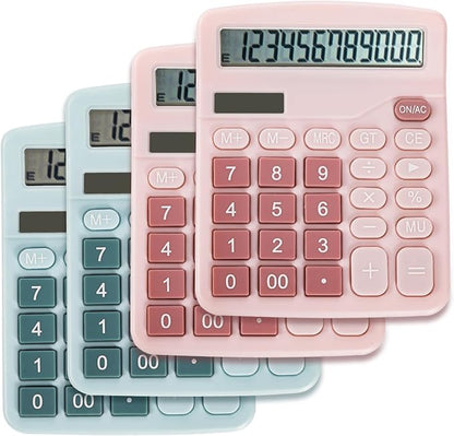 Noamus 4 Pack Handheld Desktop Calculators, Solar Battery Dual Power Basic by Noamus