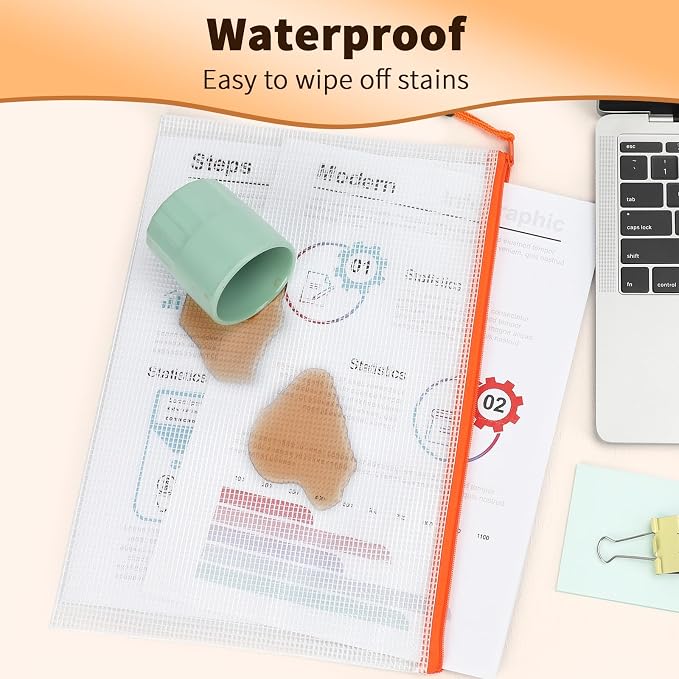 Umriox Zipper Mesh Document Pouch, Waterproof Zipper Pouches - Image 3