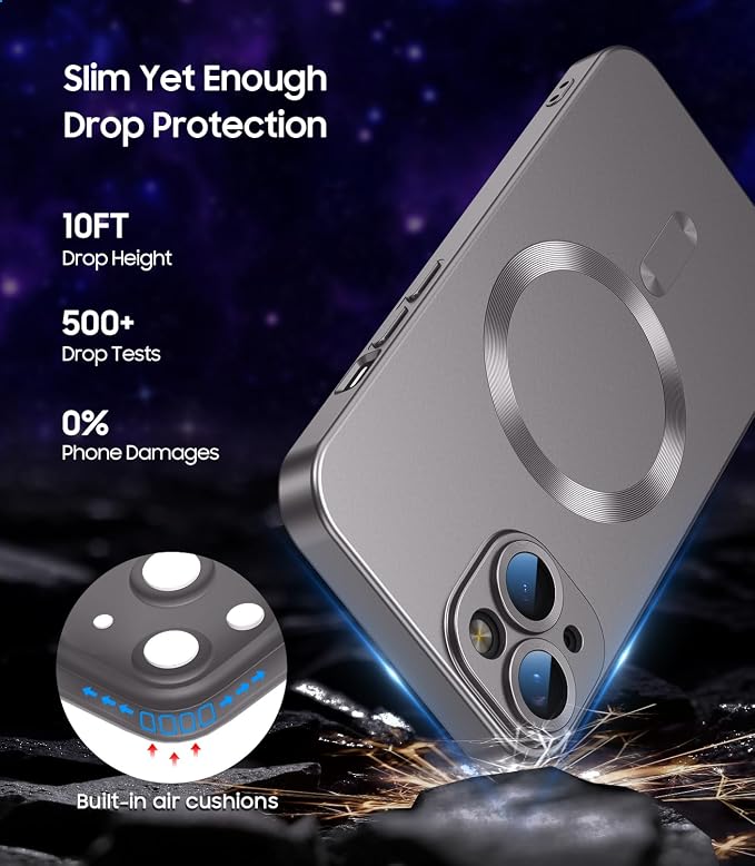 Magnetic for iPhone 14 Plus Case Slim Soft Silicone Bumper Shockproof Metallic - Image 4