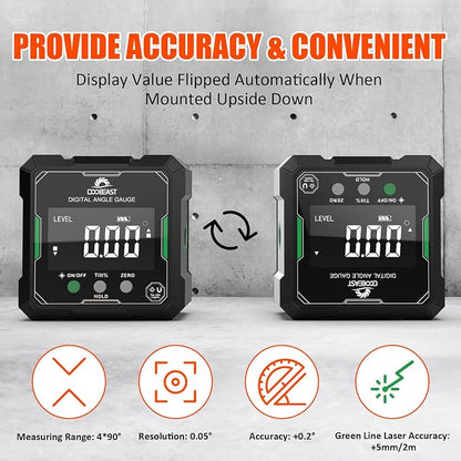 Digital Angle Finder with Green Laser, 4-side Magnetic Digital Laser Level - Image 9